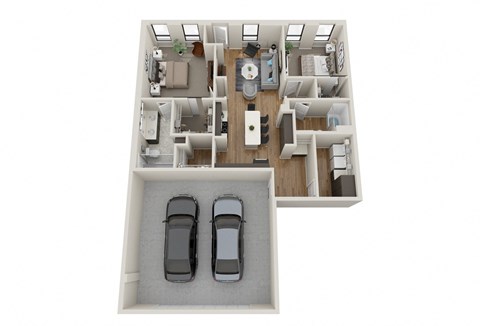2 Bed 2 Bath Floor Plan at EagleRidge Plaza Residences, Fargo